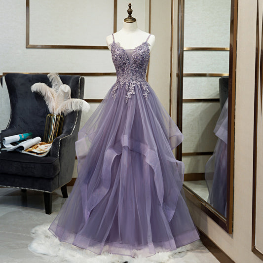 Robe de soirée pour banquet pour femme violette