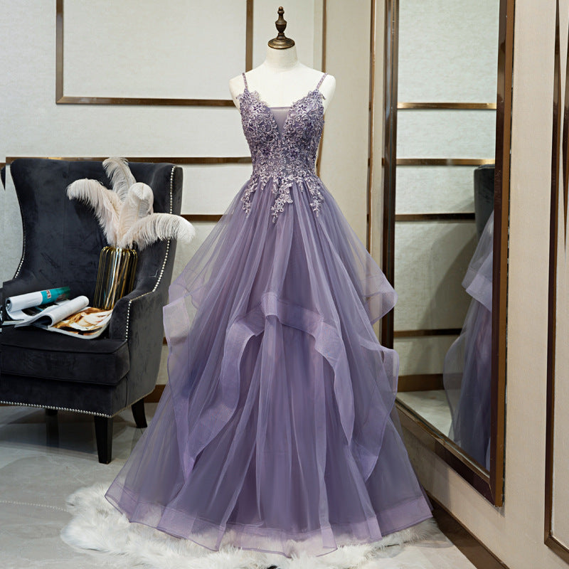 Robe de soirée pour banquet pour femme violette