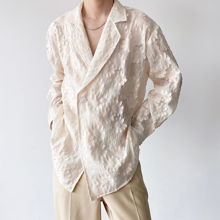 Embroidered Jacquard Apricot Shirt