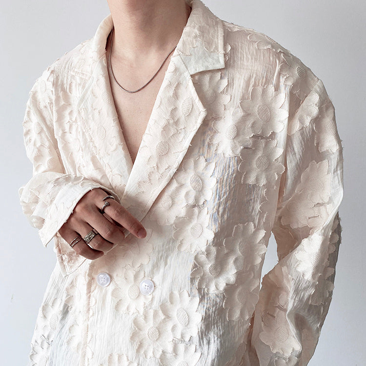 Embroidered Jacquard Apricot Shirt