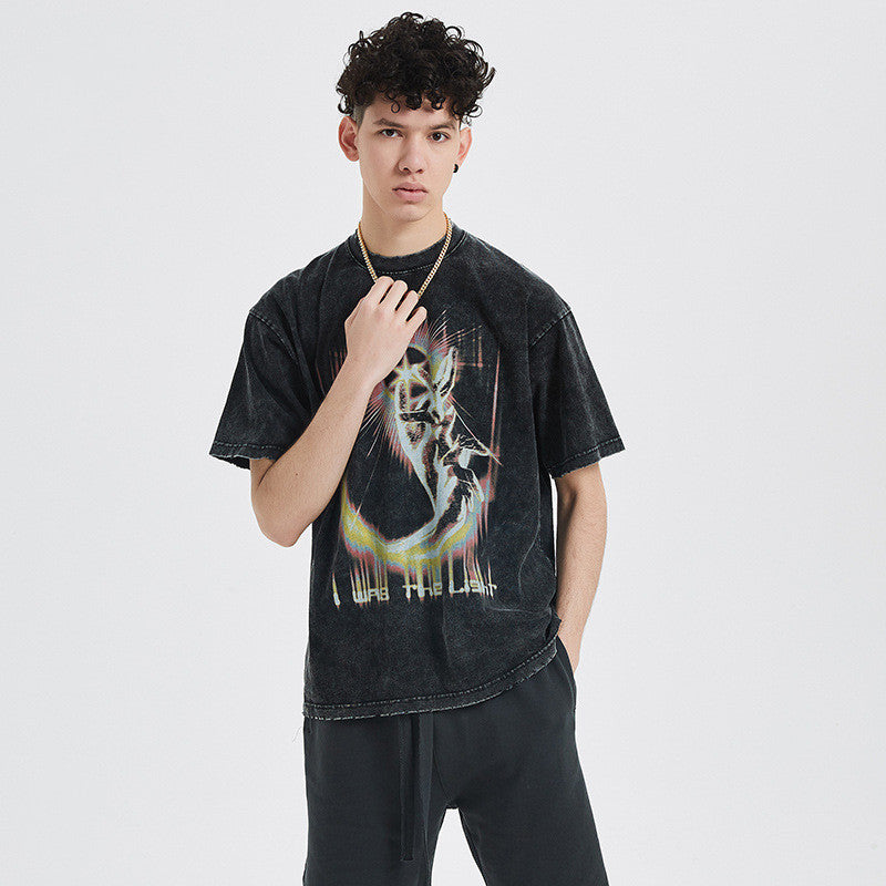 Vintage Old Print Short-sleeved T-shirt