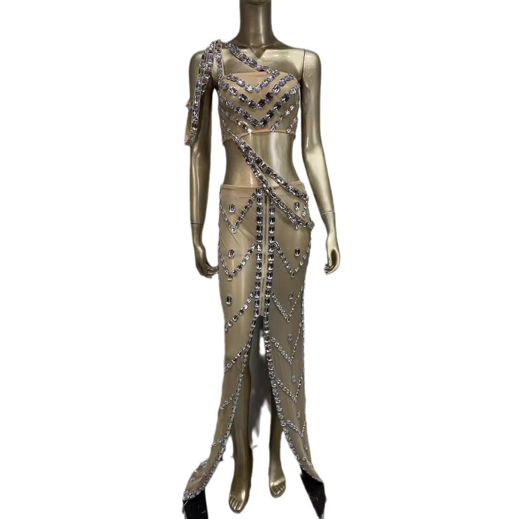 New Sexy Shiny Rhinestone Dress Suit
