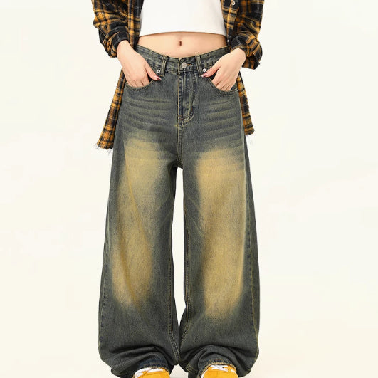 Loose Straight Washed Jeans