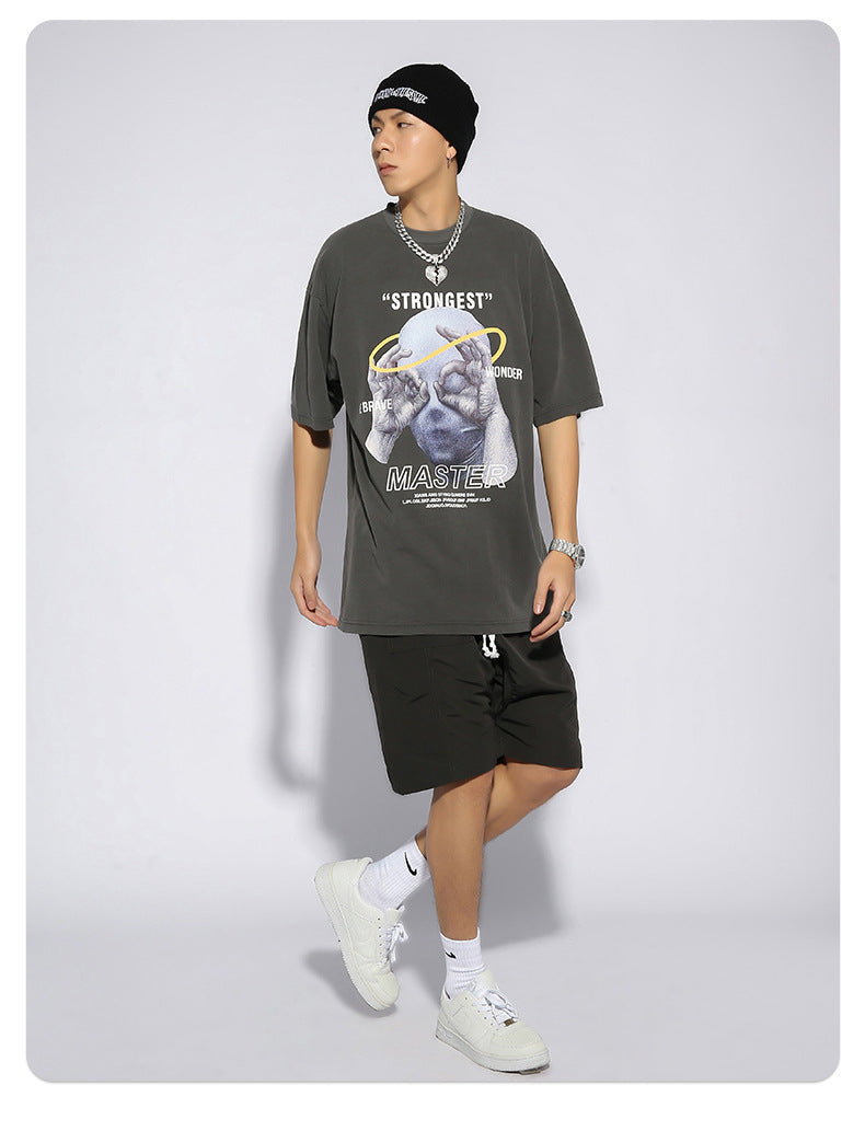 T-shirt ample à manches courtes et col rond imprimé