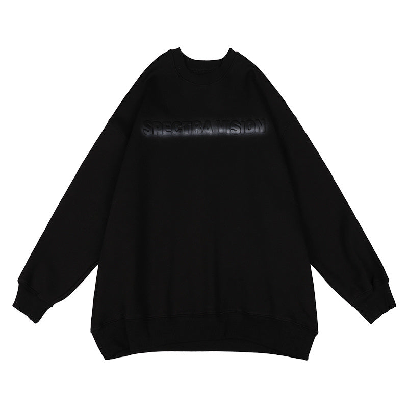 Three-Dimensional Embossed Gradient Print Round Neck And Velvet Pullover Sweater