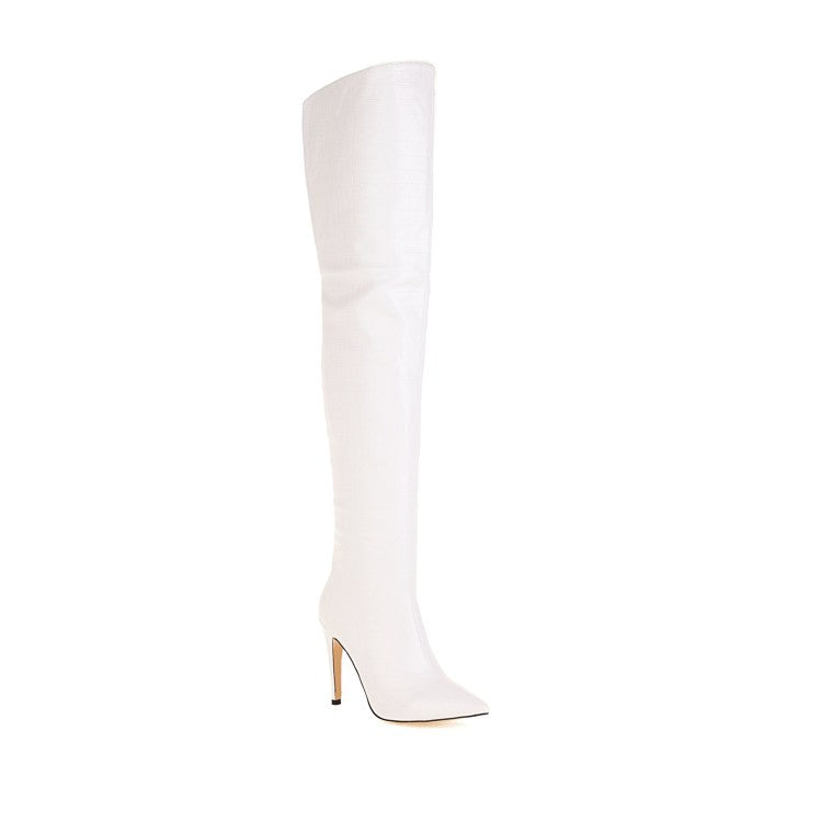 Pointed back zip high-top over-the-knee boots
