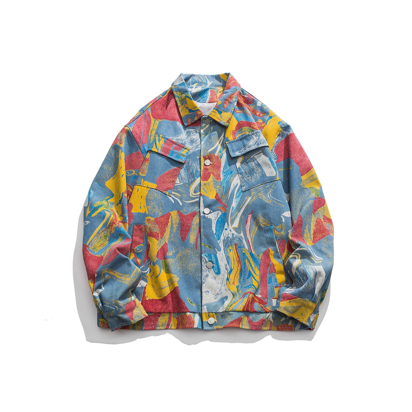 Giacca in denim con graffiti e dipinti a inchiostro vintage