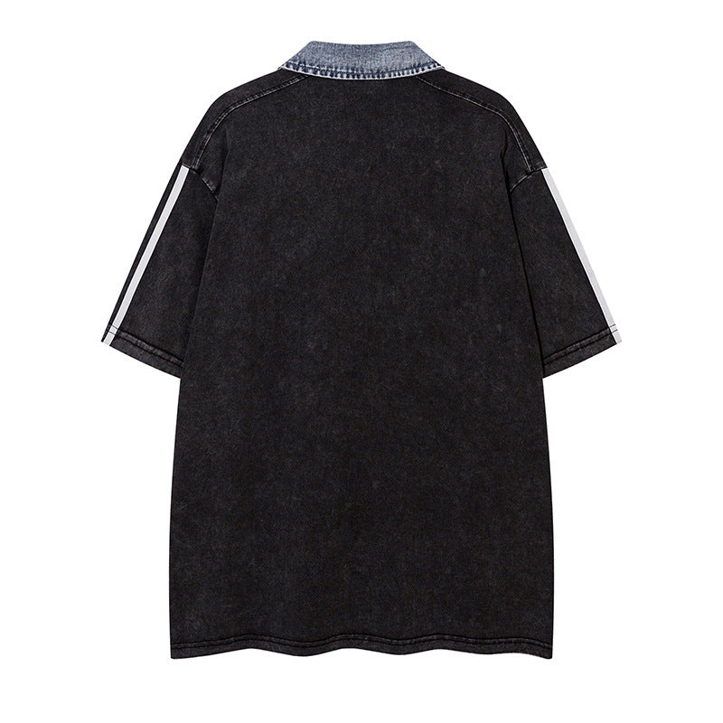 T-shirt a maniche corte con risvolto vecchio lavato di High Street