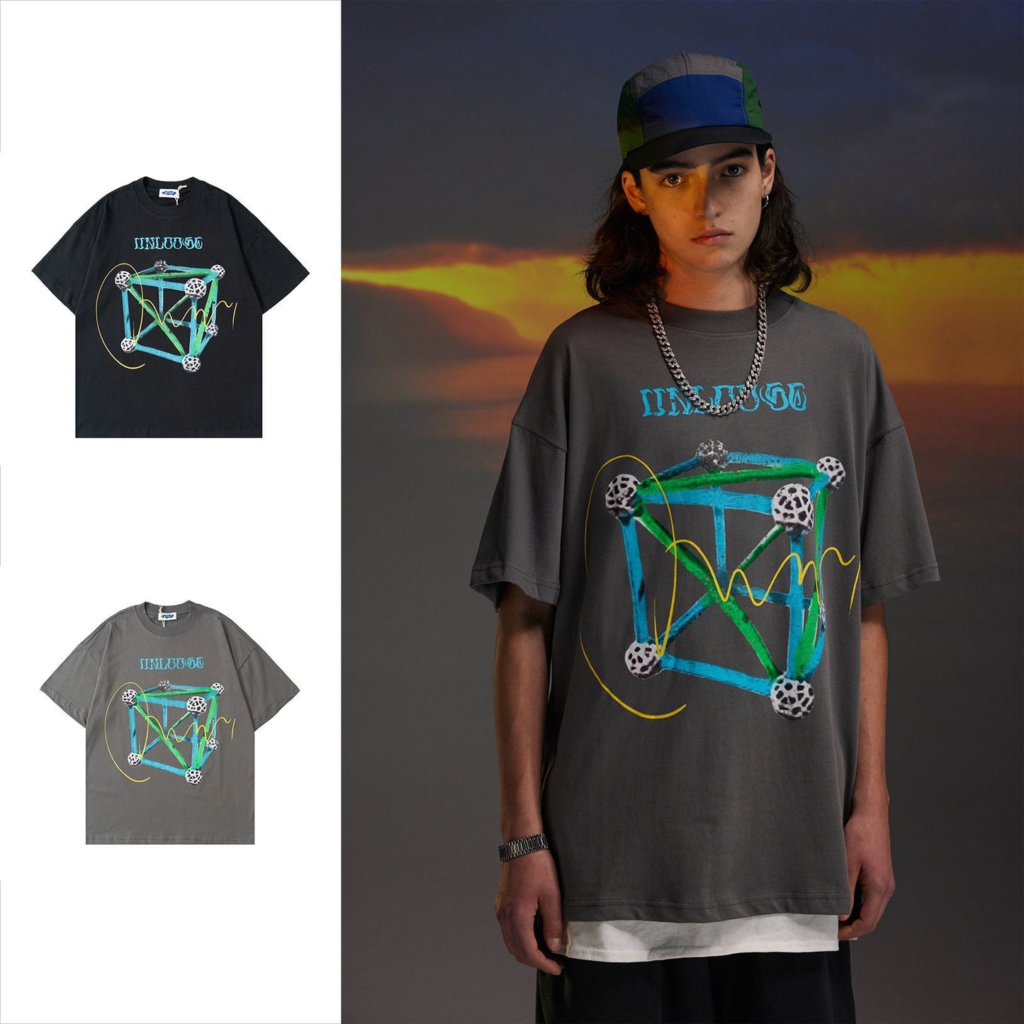 T-shirt à manches courtes à motif cube High Street