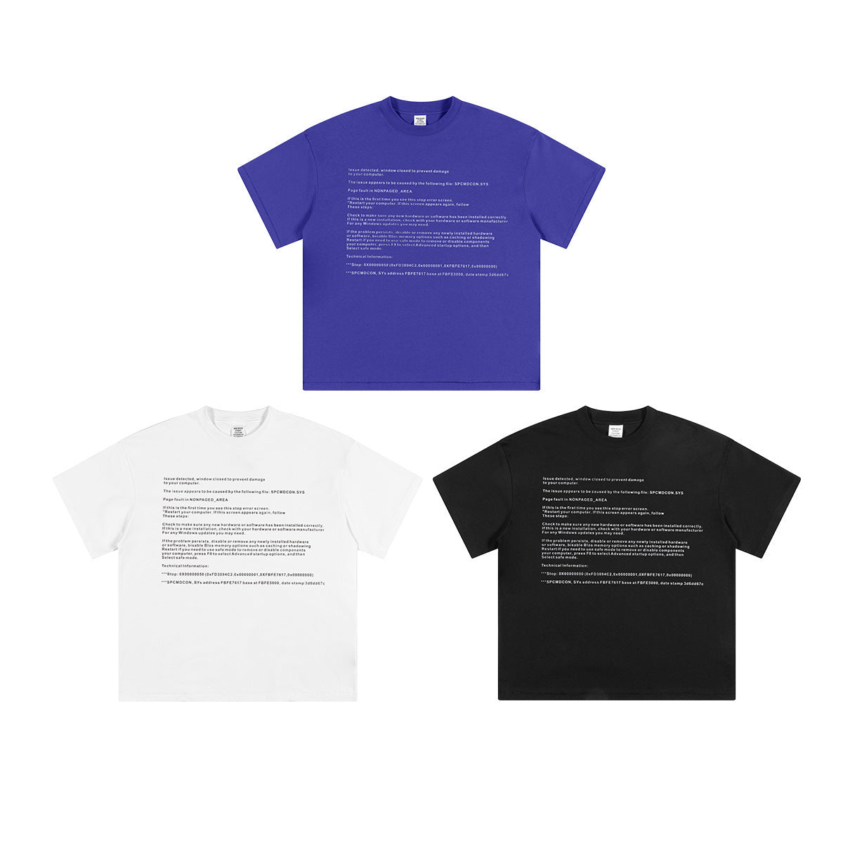 T-shirt à manches courtes imprimé en sérigraphie bleue humoristique