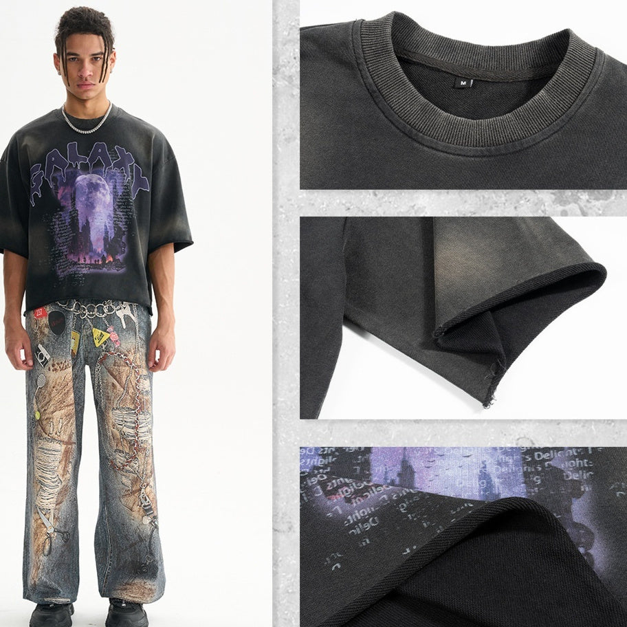 T-shirt vieilli High Street Loose Edge délavé vintage