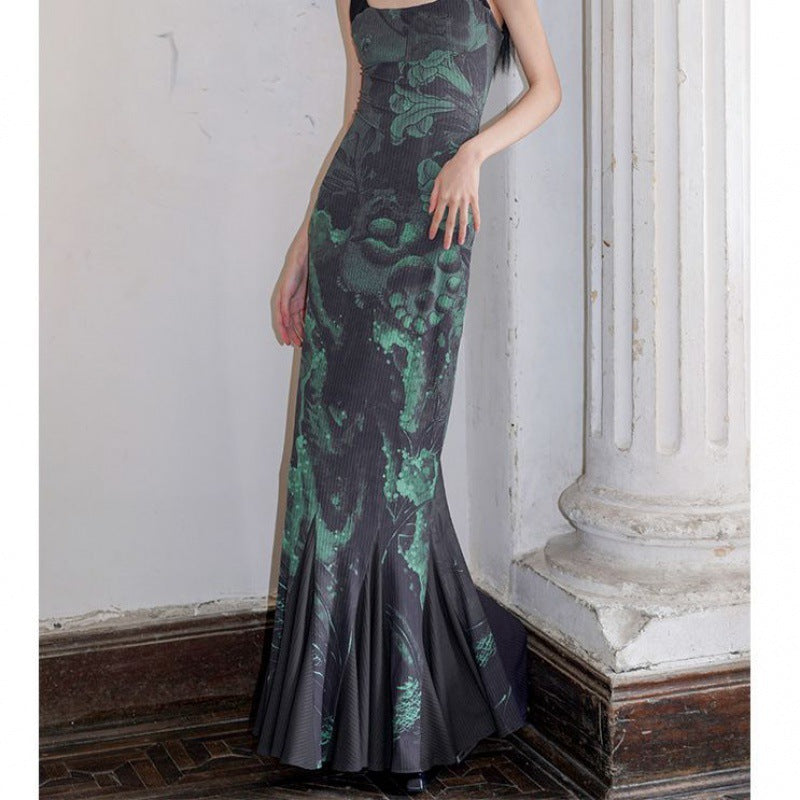 Fishtail Dress With Adjustable Suspenders