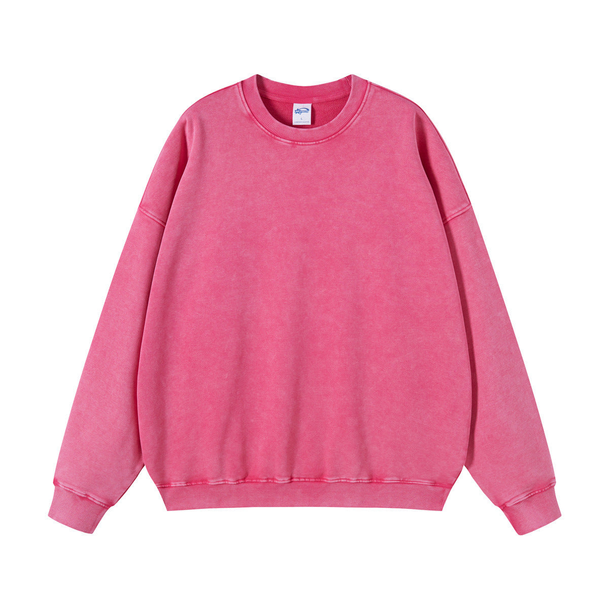 Waxed Heavy Round Neck Sweater Fashion Brand Pure Color Washed Retro Top