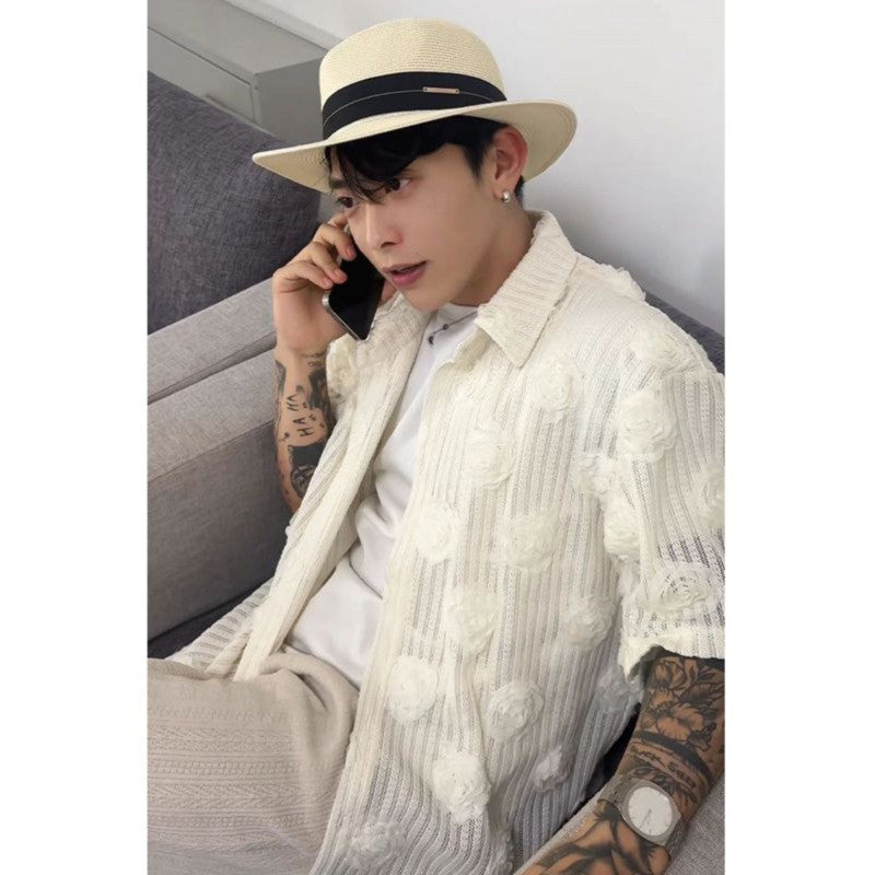 Chemise à manches courtes à imprimé floral tridimensionnel Heavy Industry