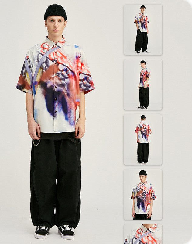 Chemise ample à manches courtes colorée