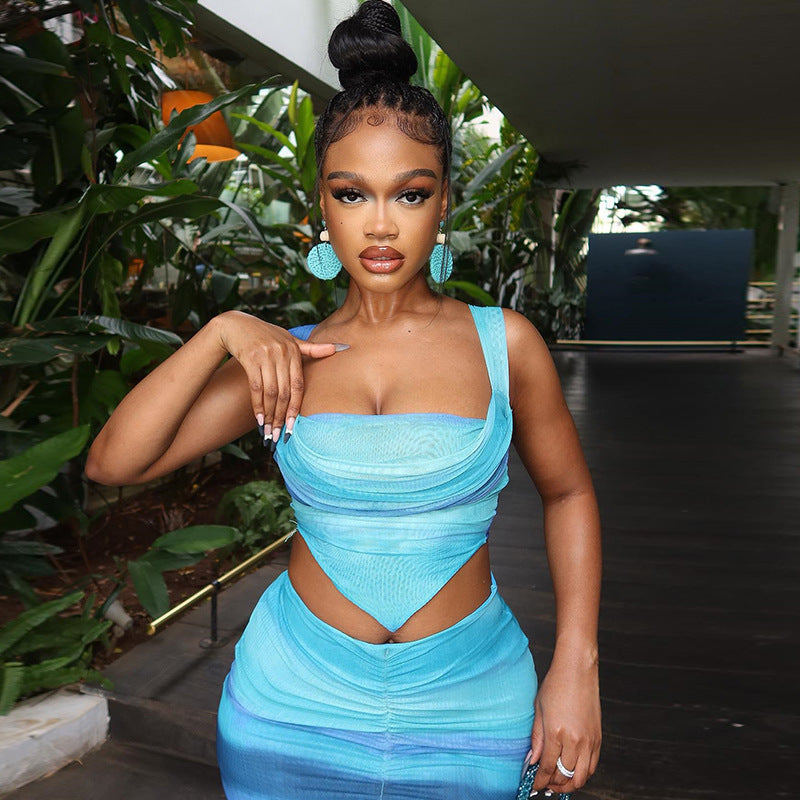 Gonna stampata alla moda con lacci