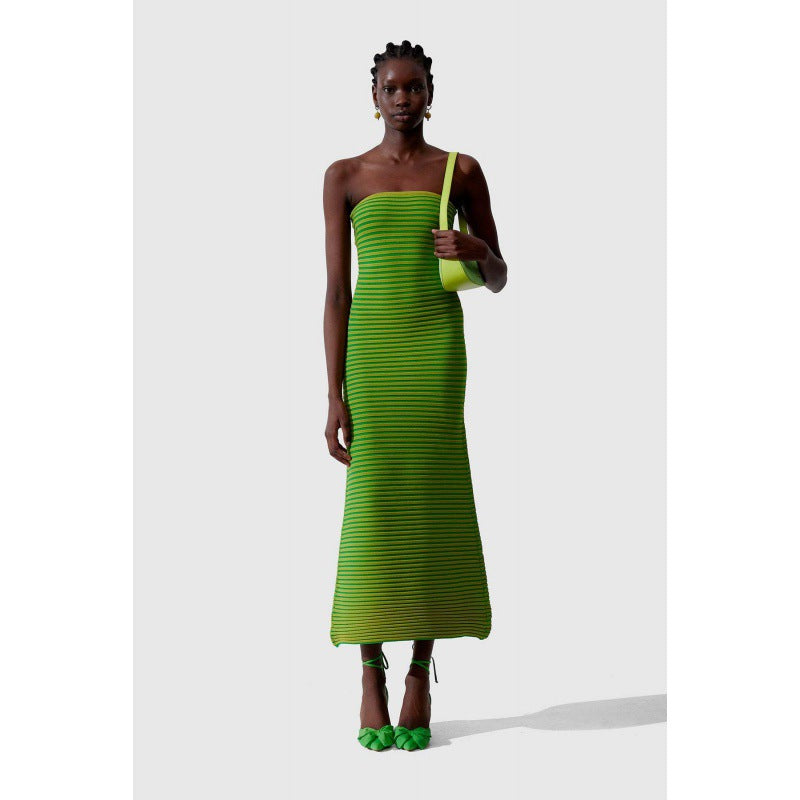 Fashion Graceful Tube Top Slim Fit Sheath Dress