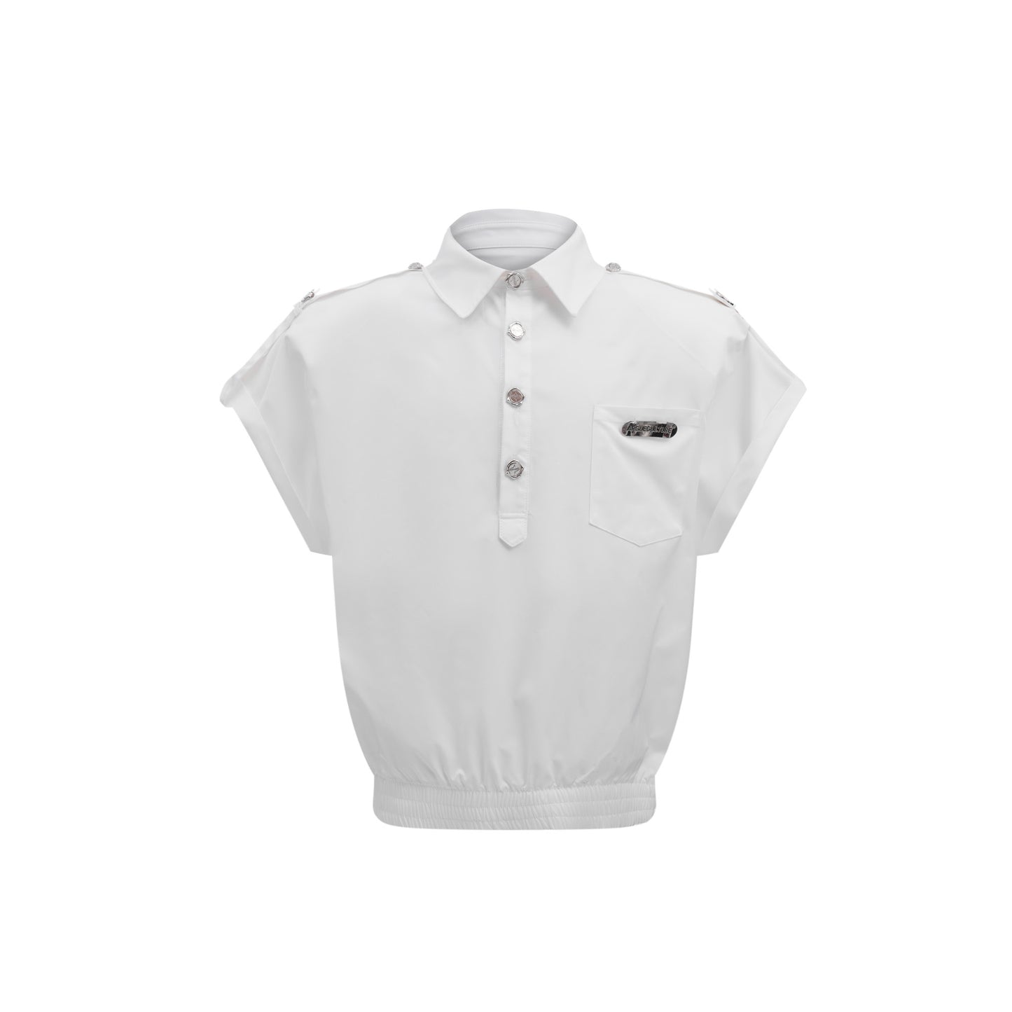 Manica corta con cuciture a bottone in metallo