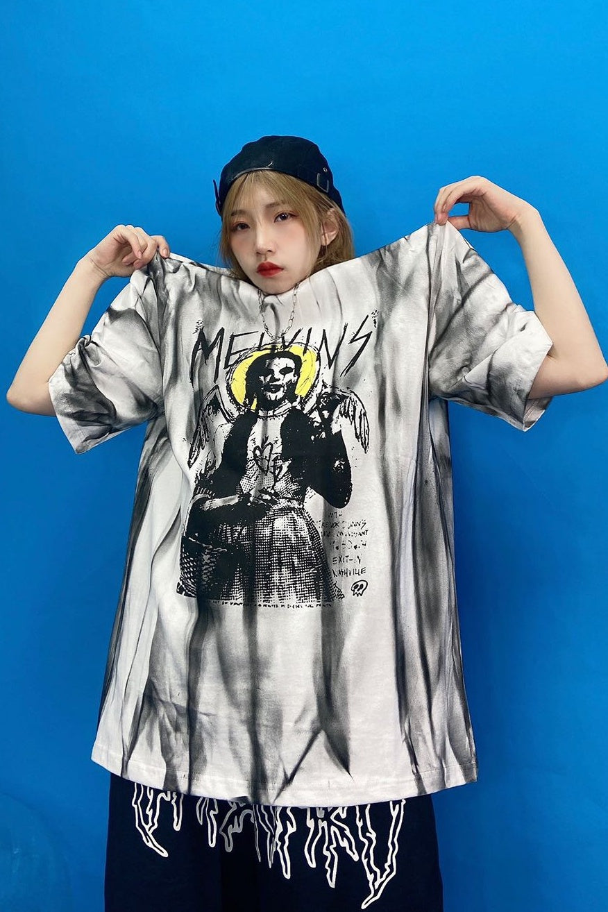 Spray paint striped short sleeve