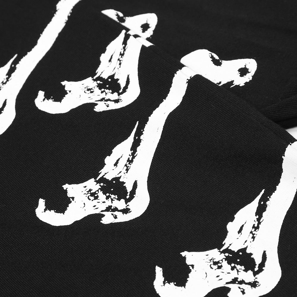 T-shirt à manches longues imprimé tête de mort pour homme