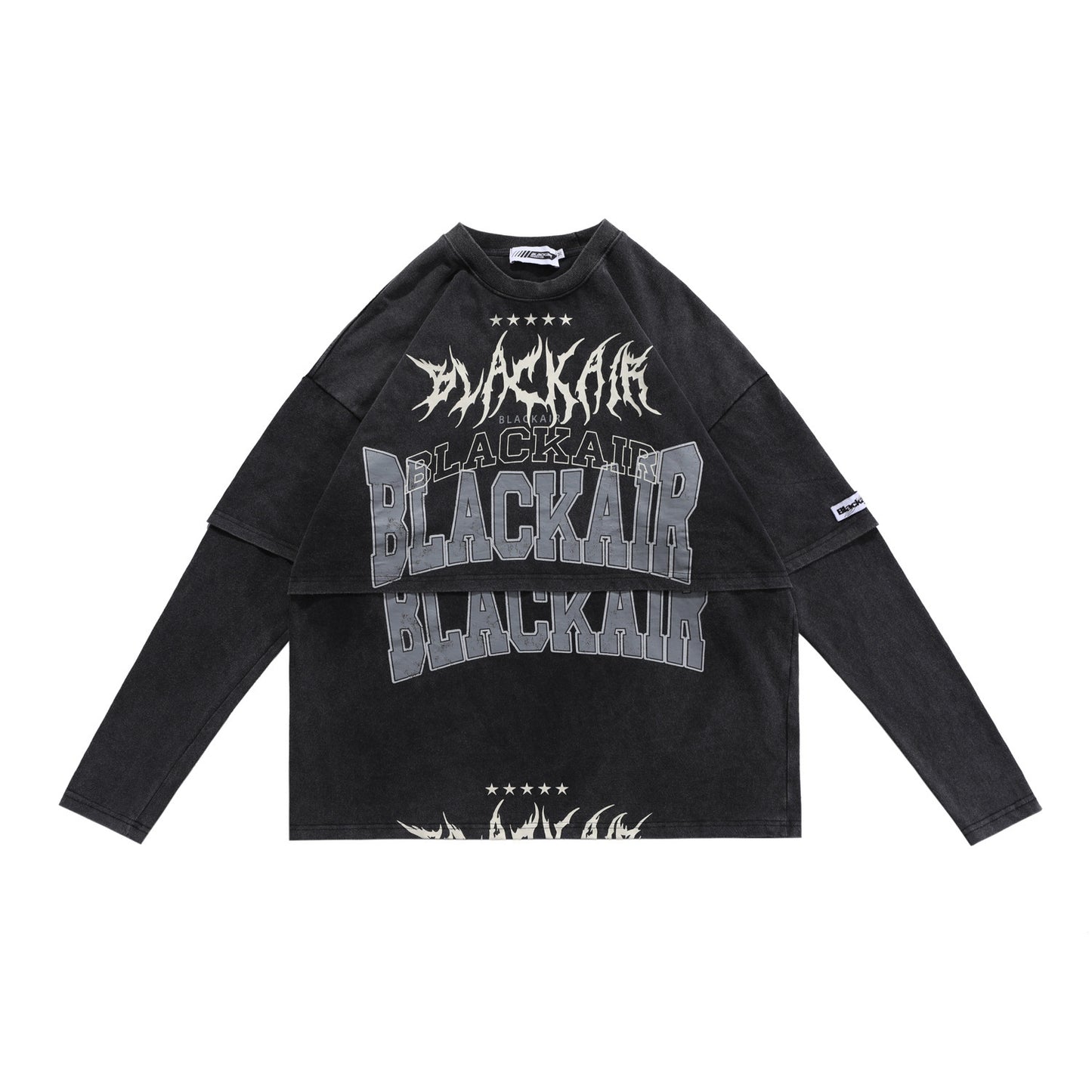 Two-Piece Washed Distressed Long Sleeves