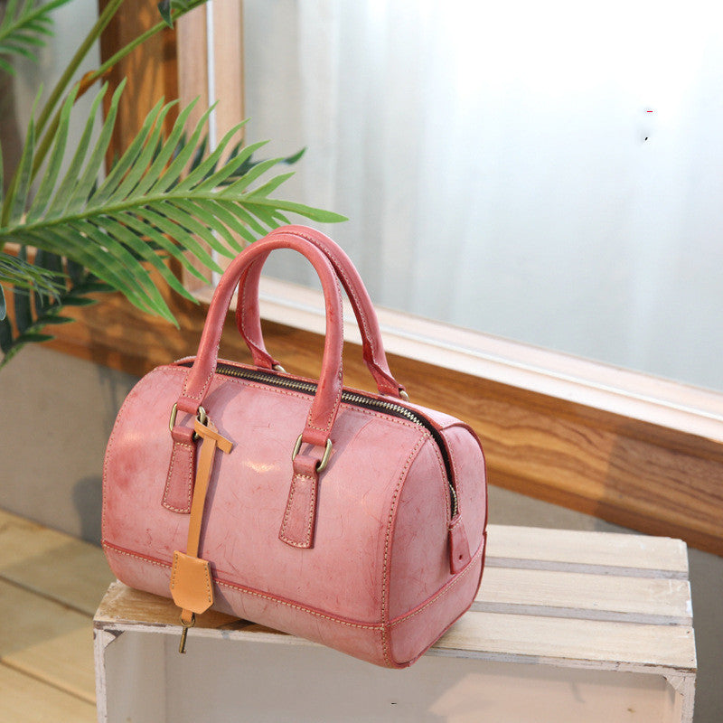 Leather Retro Portable Hand Shoulder Boston Ladies Bag