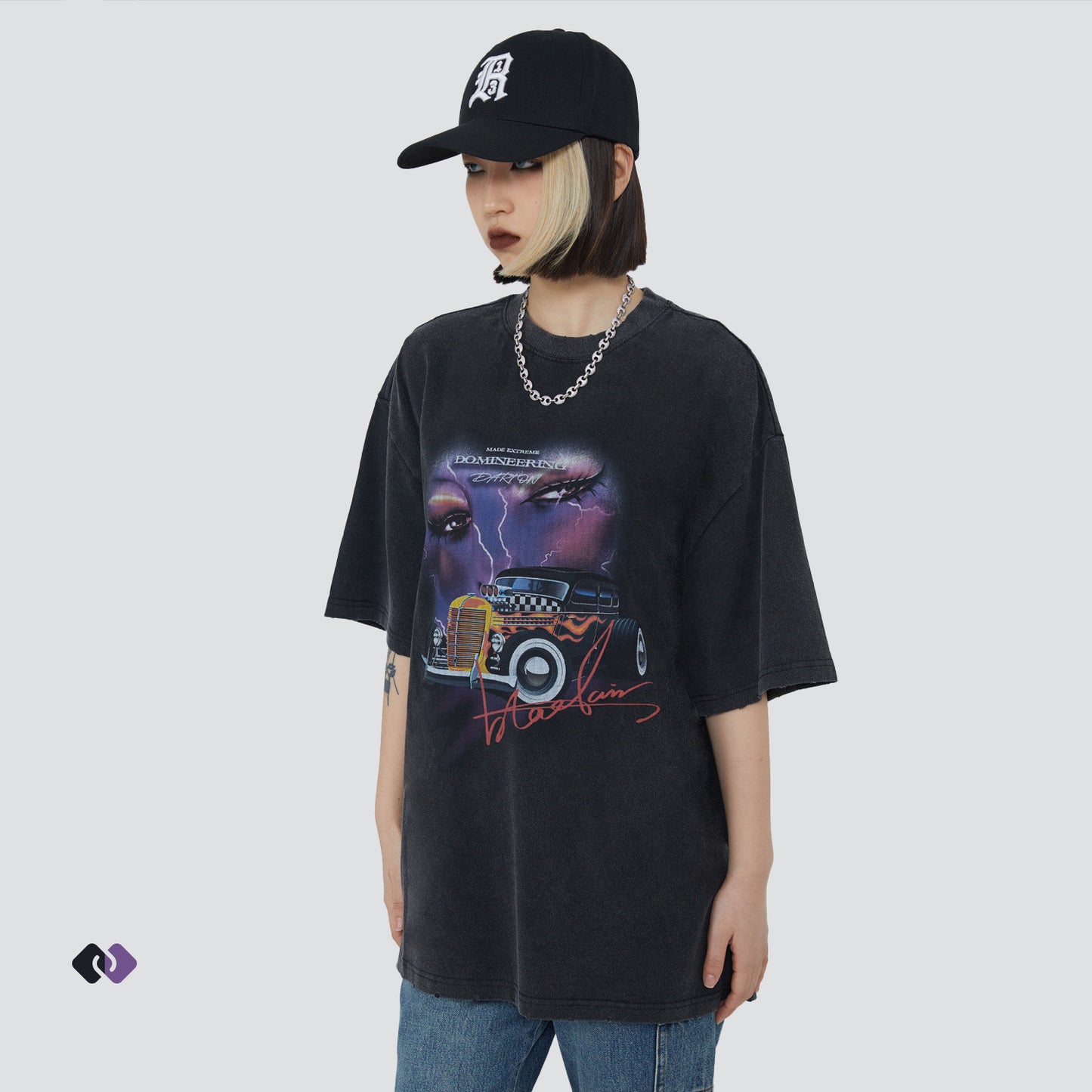 Loose Short Sleeve Vintage Old Printed T-shirt