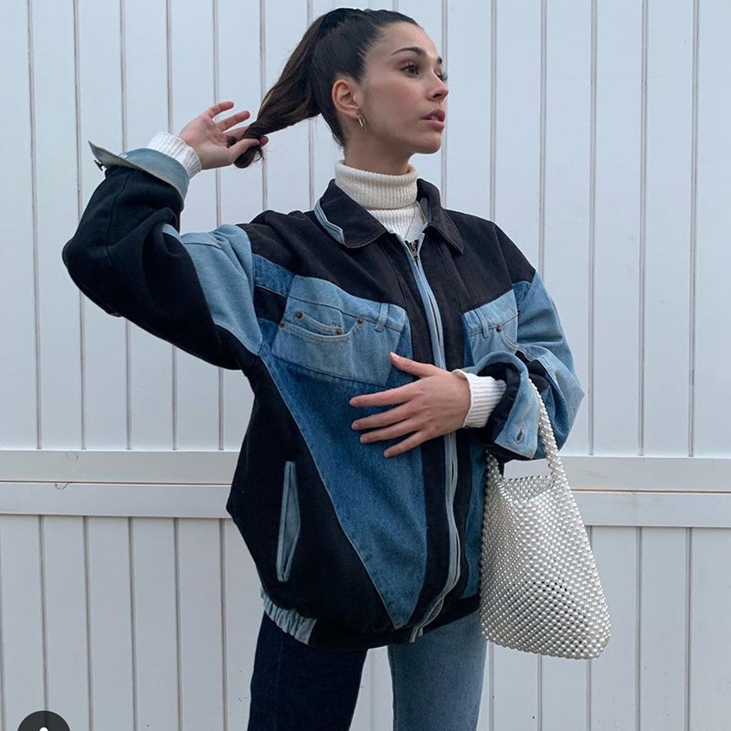 Veste en jean à coutures rétro de style américain