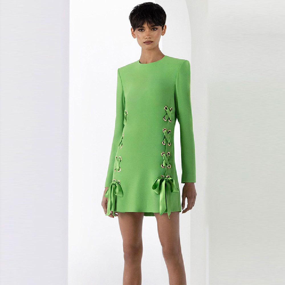 Ribbon Rope Long Sleeve Dress