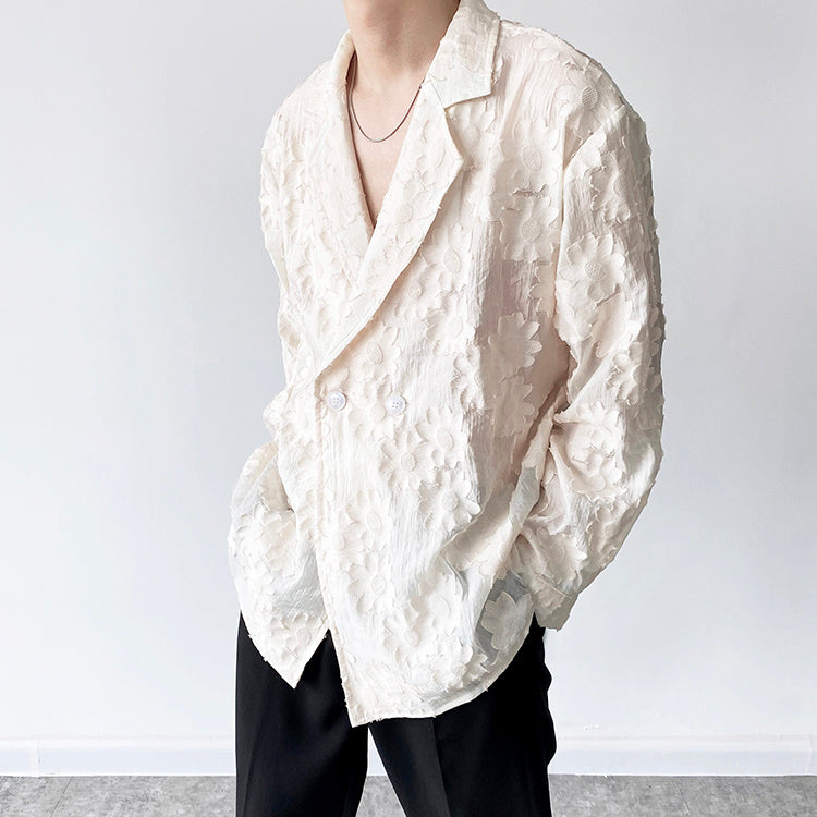 Embroidered Jacquard Apricot Shirt