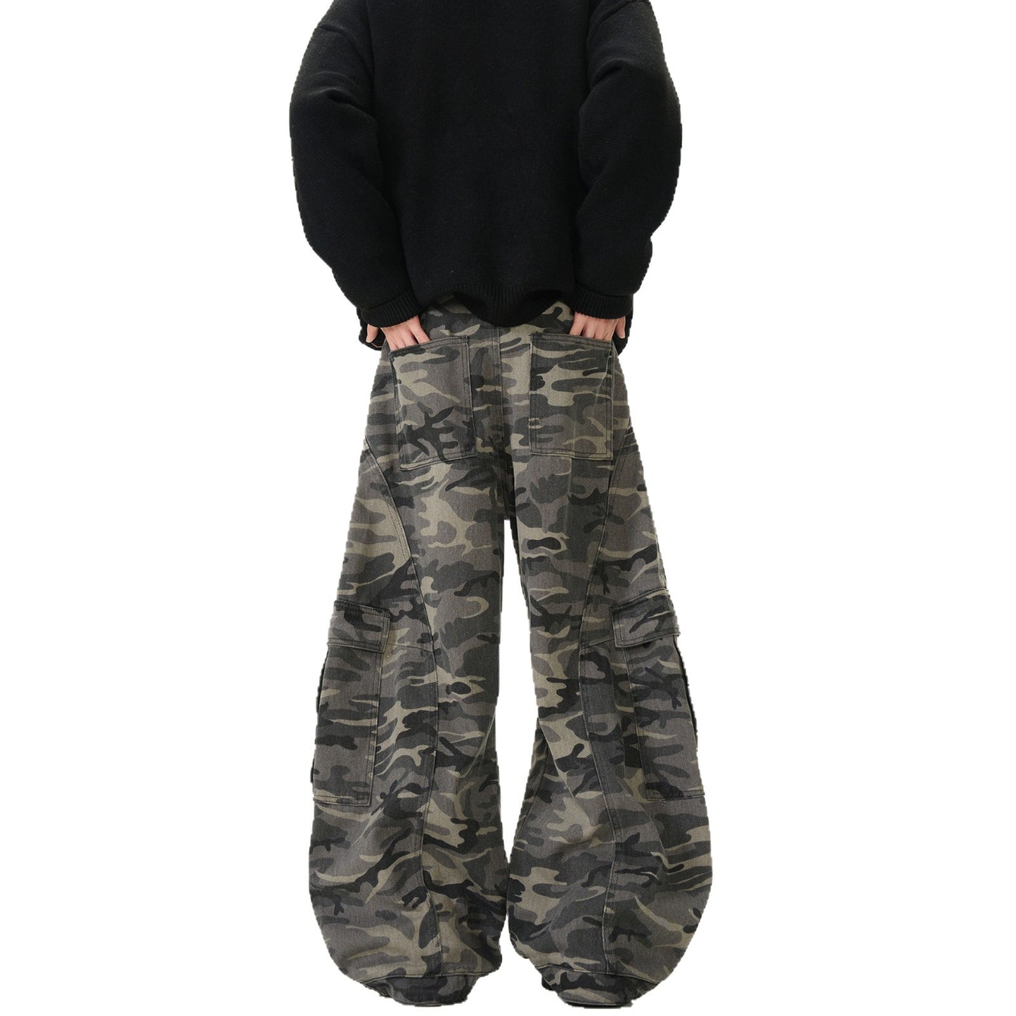 American Fashion Brand Camouflaged Male Loose Casual Retro Machete Jeans
