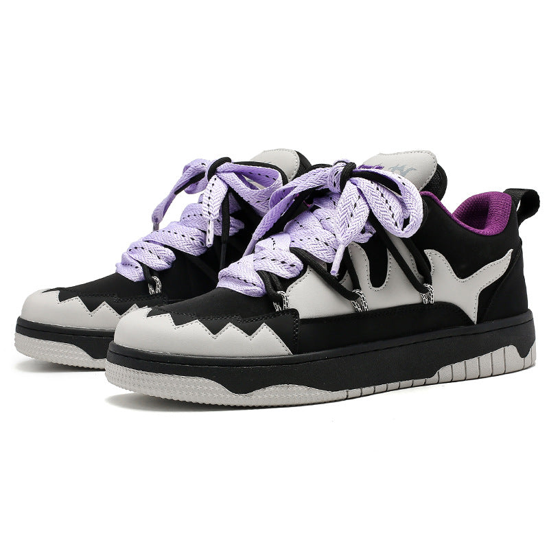 Chaussures décontractées de skateboard à contraste noir et blanc