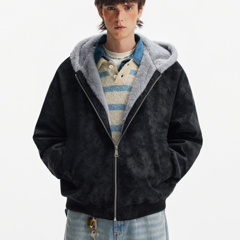 Veste d'hiver en coton à capuche, chaude et épaisse, avec col en fourrure.