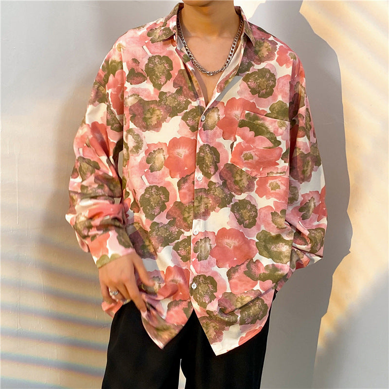 Loose Vintage Floral Shirt Long Sleeve