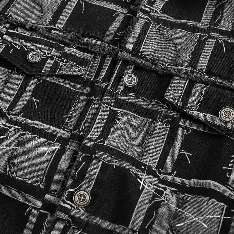 Veste en jean à carreaux