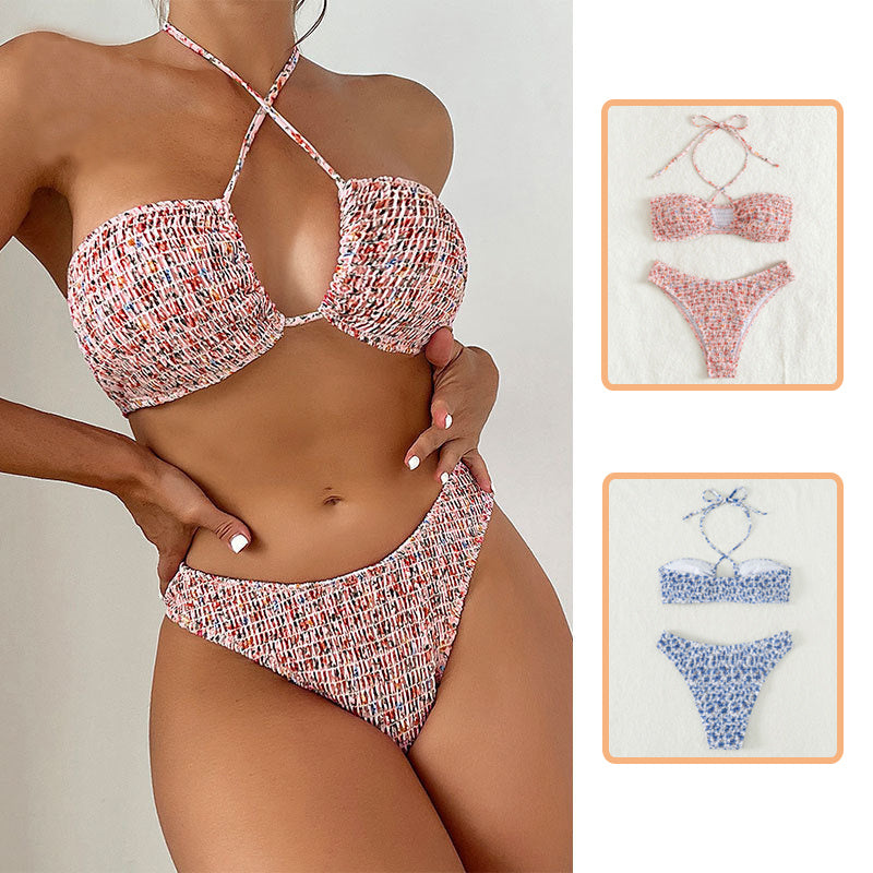 Summer Flowers -  Print Pleated Design Bikini