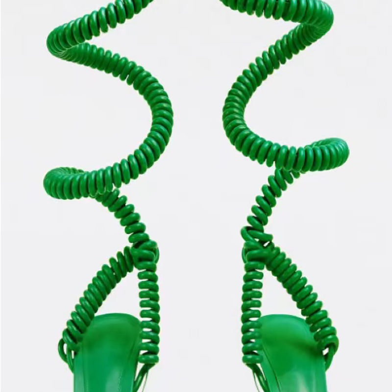 Sandales printanières à talons aiguilles et bout carré, bride enveloppante