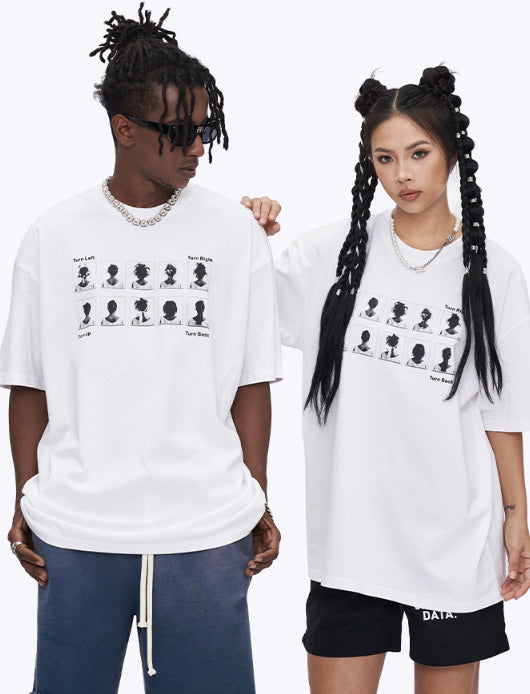 T-shirt à manches courtes pour homme avec imprimé tête amusante