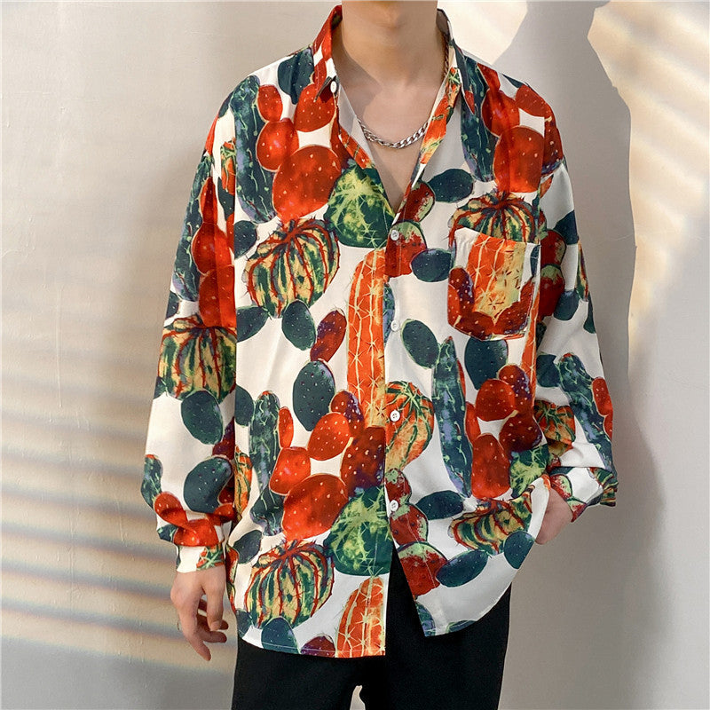 Loose Trend Retro Long-sleeved Floral Shirt