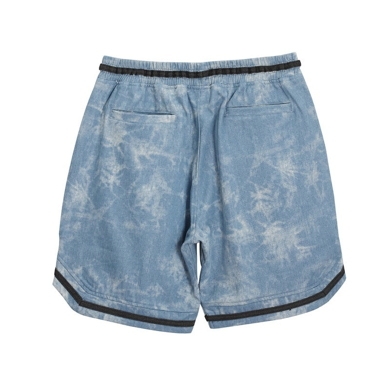 Short en jean teint à l'eau de Javel
