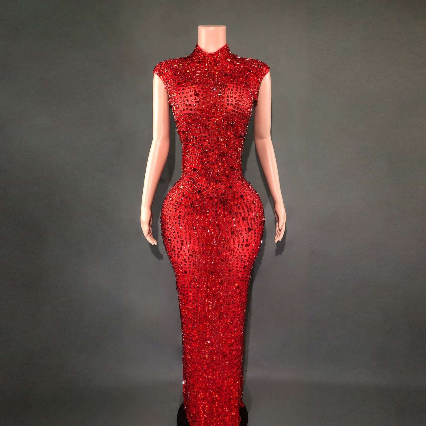 Long Rhinestone Slim Fit Slimming Dress