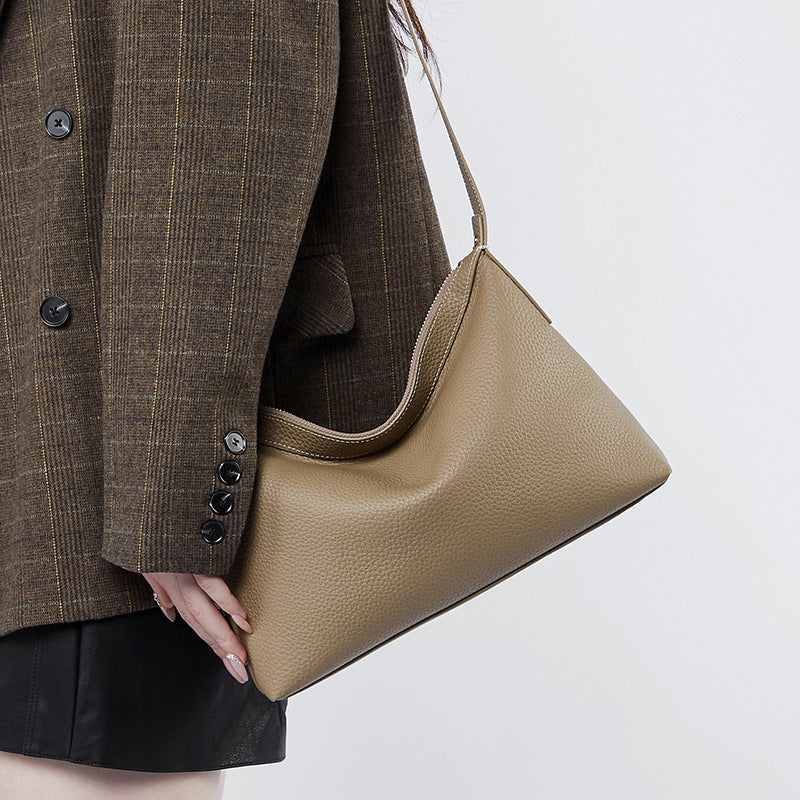 High-grade Sentong Qin All-match Special-interest Design Genuine Leather Shoulder Messenger Bag