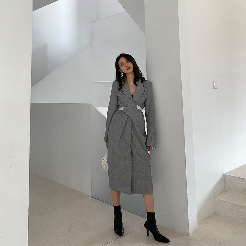 Women's long sleeve hip suit dress