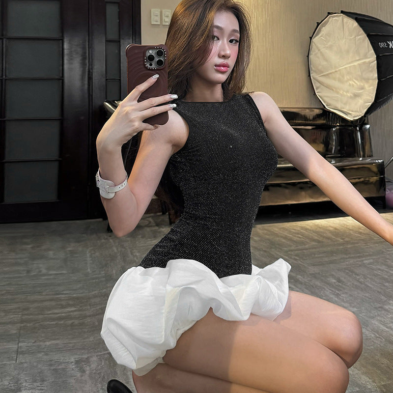 Vest Bud Stitching Jumpsuit Skirt