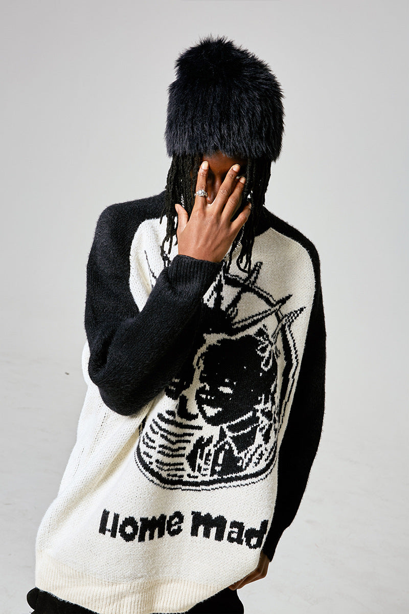 Retro Pattern Embroidered Hip Hop Sweater