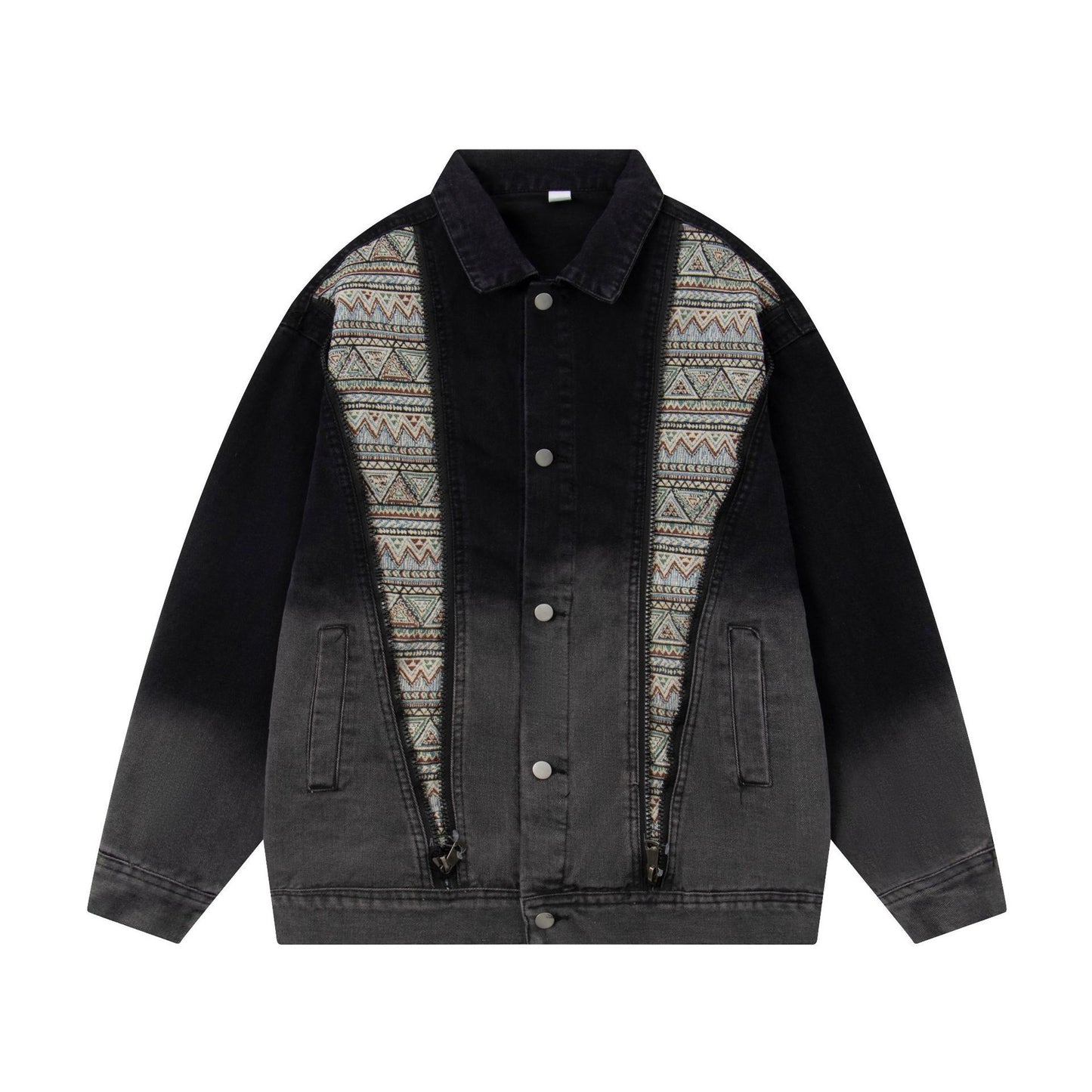 Veste en jean délavée avec coutures zippées