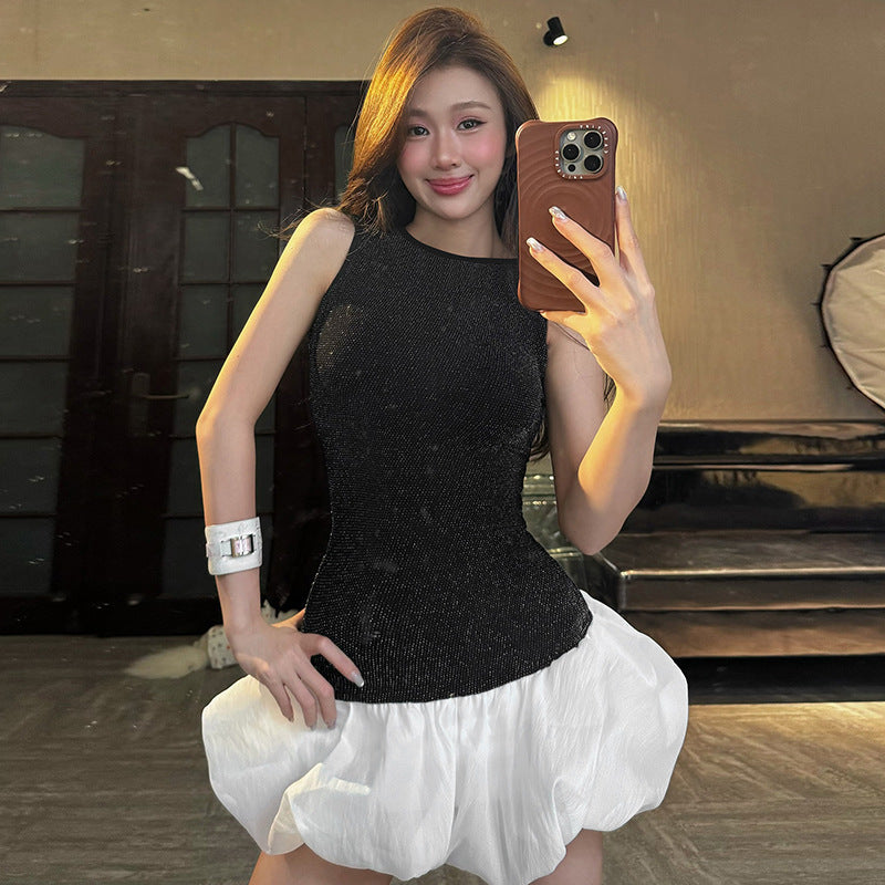 Vest Bud Stitching Jumpsuit Skirt