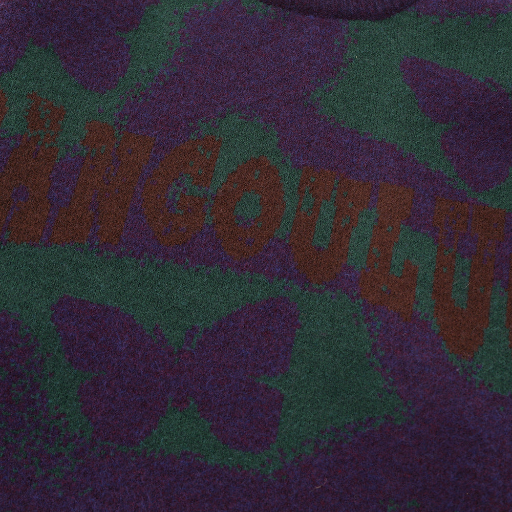 Full Printed Butterfly Design Sense Niche Round Neck Sweater