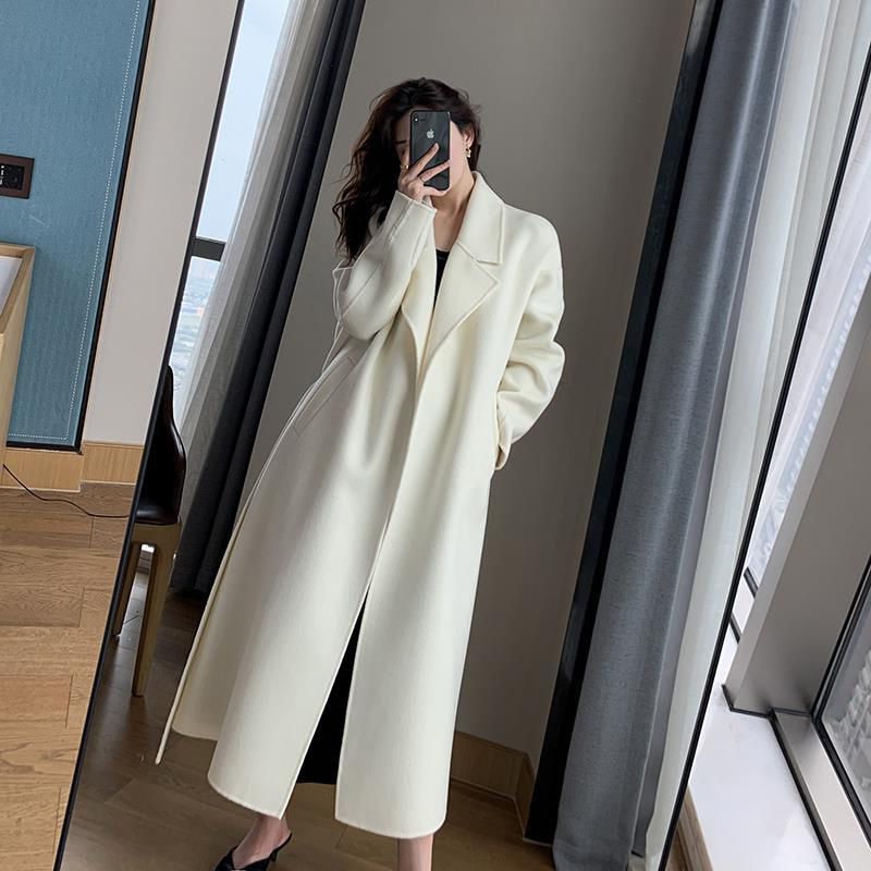 White Woolen Coat Women Autumn And Winter High-end Fashion Temperament In The Long And Small