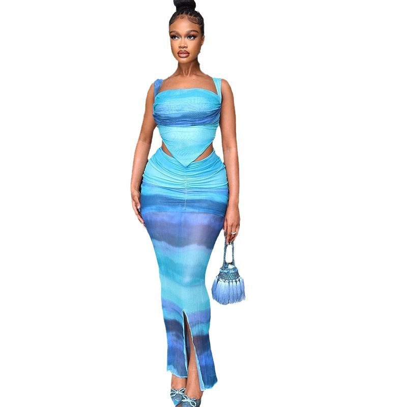 Gonna stampata alla moda con lacci